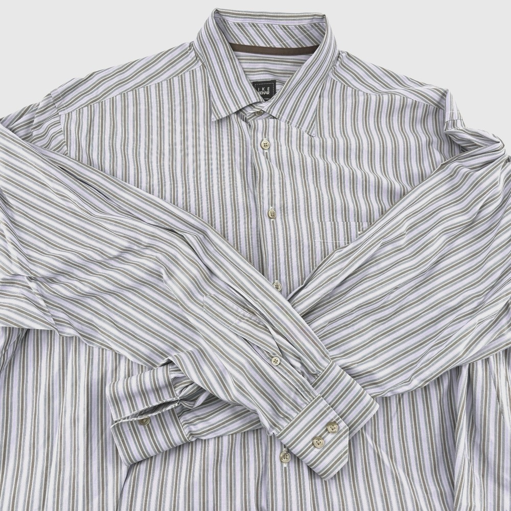 IKE Behar Mens Shirt Striped Button Up Long Sleeve XL‎ Cotton